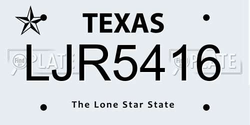 LJR5416 Texas License Plate