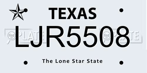 LJR5508 Texas License Plate