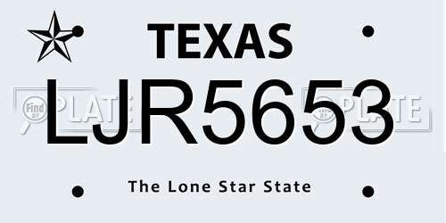 LJR5653 Texas License Plate
