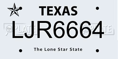 LJR6664 Texas License Plate