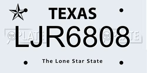 LJR6808 Texas License Plate
