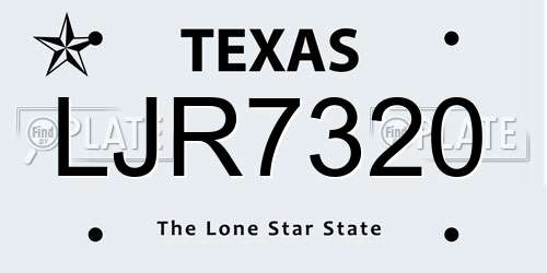 LJR7320 Texas License Plate