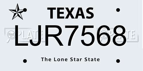 LJR7568 Texas License Plate