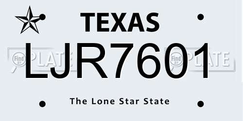 LJR7601 Texas License Plate