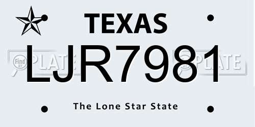 LJR7981 Texas License Plate