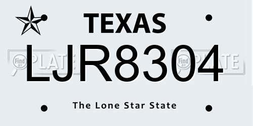 LJR8304 Texas License Plate