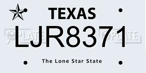 LJR8371 Texas License Plate