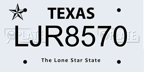 LJR8570 Texas License Plate