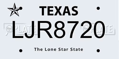 LJR8720 Texas License Plate