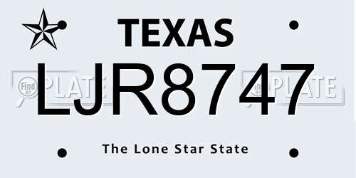 LJR8747 Texas License Plate