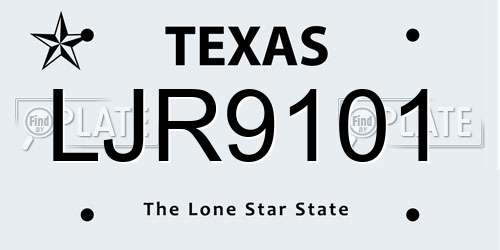 LJR9101 Texas License Plate