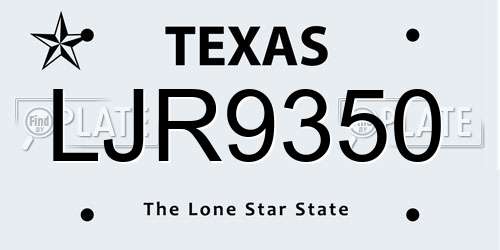 LJR9350 Texas License Plate