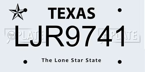 LJR9741 Texas License Plate