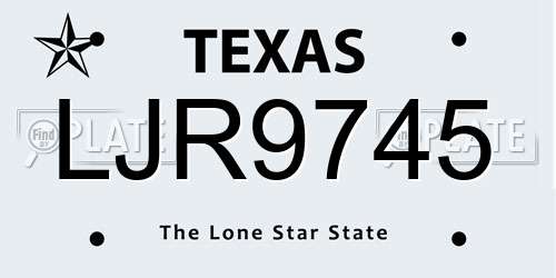 LJR9745 Texas License Plate