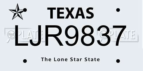 LJR9837 Texas License Plate