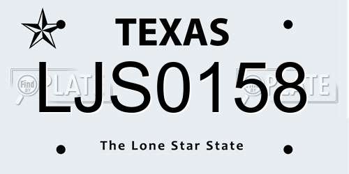 LJS0158 Texas License Plate