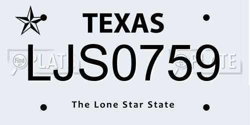 LJS0759 Texas License Plate