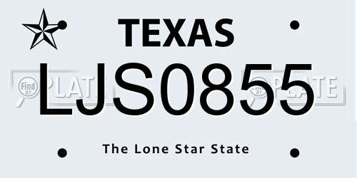 LJS0855 Texas License Plate