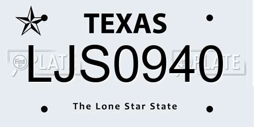 LJS0940 Texas License Plate