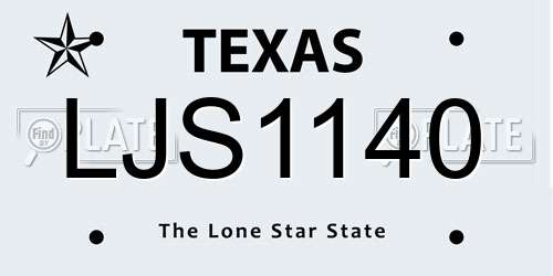 LJS1140 Texas License Plate