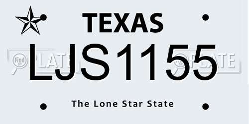 LJS1155 Texas License Plate