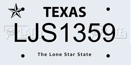 LJS1359 Texas License Plate