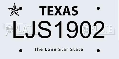 LJS1902 Texas License Plate
