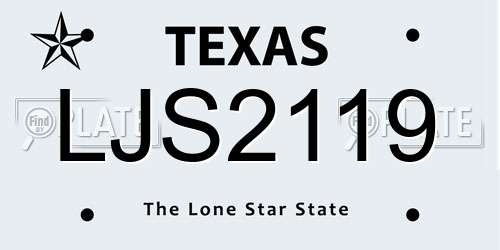 LJS2119 Texas License Plate