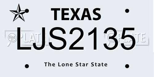 LJS2135 Texas License Plate