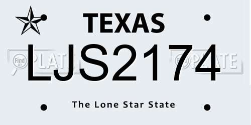 LJS2174 Texas License Plate