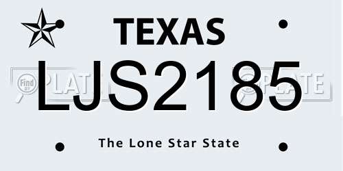 LJS2185 Texas License Plate