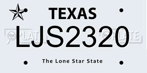 LJS2320 Texas License Plate