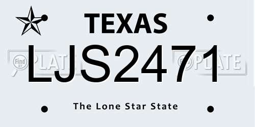 LJS2471 Texas License Plate