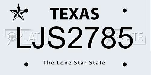 LJS2785 Texas License Plate