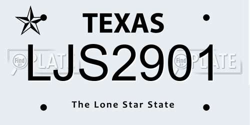 LJS2901 Texas License Plate