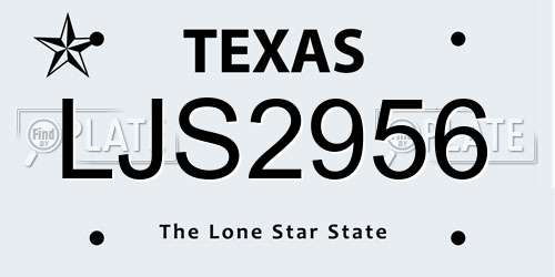 LJS2956 Texas License Plate