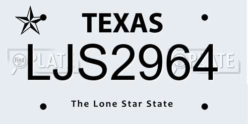 LJS2964 Texas License Plate