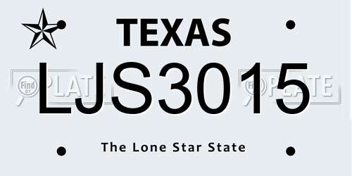 LJS3015 Texas License Plate
