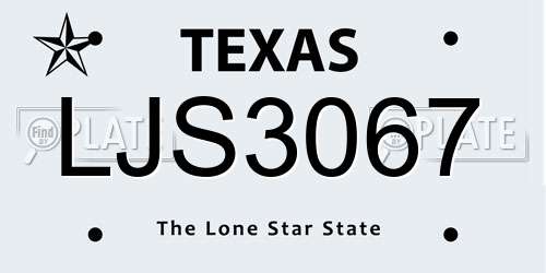 LJS3067 Texas License Plate
