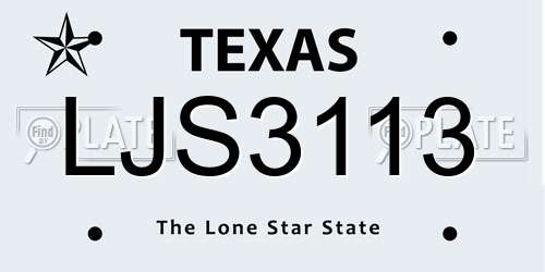 LJS3113 Texas License Plate