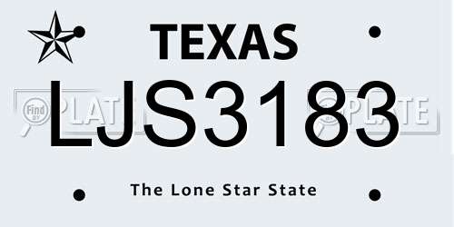 LJS3183 Texas License Plate