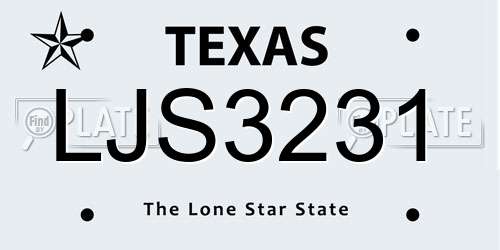 LJS3231 Texas License Plate
