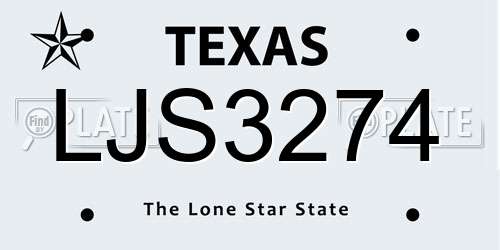 LJS3274 Texas License Plate