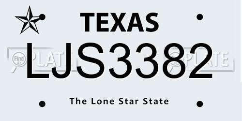 LJS3382 Texas License Plate