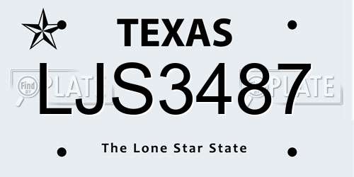 LJS3487 Texas License Plate
