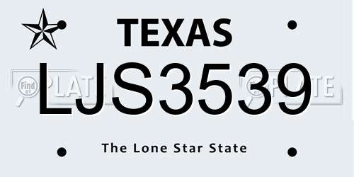 LJS3539 Texas License Plate
