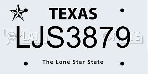 LJS3879 Texas License Plate