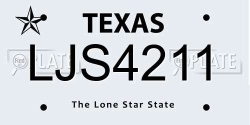 LJS4211 Texas License Plate