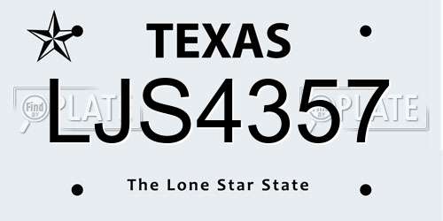 LJS4357 Texas License Plate