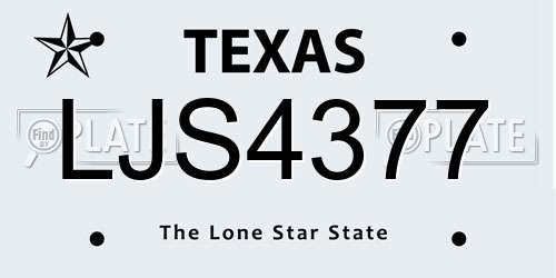 LJS4377 Texas License Plate